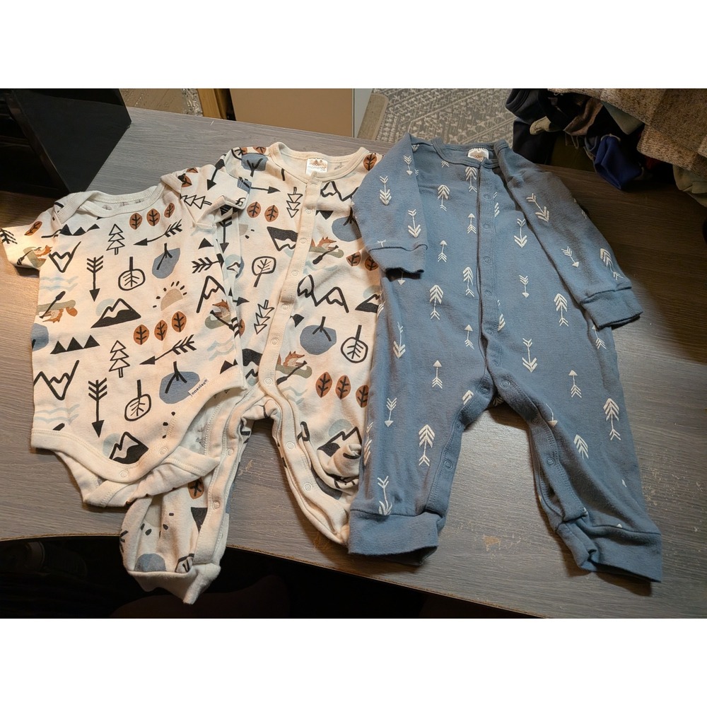 Modern Moments by Gerber Baby Boy 6-9M 3pc Set Mountains Arrows Fox Romper Body